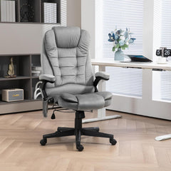 Heated Massage Office Chair, Reclining Velvet, Gray