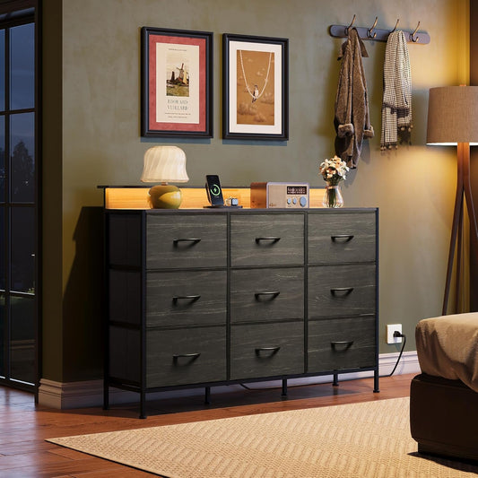 Dresser TV Stand for 55 Inch, Led Dresser for Bedroom, Black Dressers