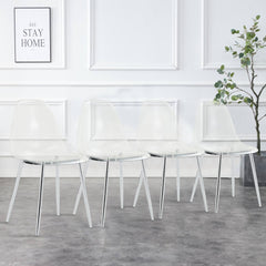 Modern minimalist transparent dining chair, plastic chair, armless