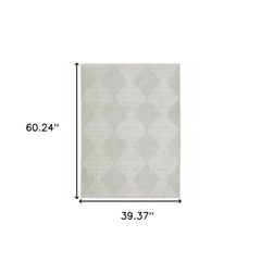 3' X 5' Grey And White Geometric Power Loom Stain Resistant Area Rug
