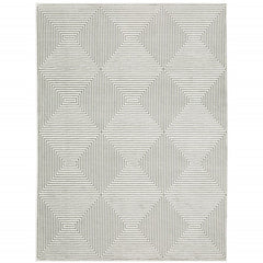 3' X 5' Grey And White Geometric Power Loom Stain Resistant Area Rug