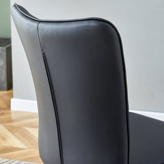 Modern Minimalist Dining Chairs Set of Four with Black PU Leather and