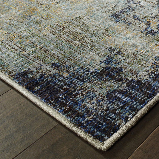 3' X 5' Navy Blue Abstract Power Loom Area Rug