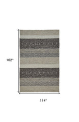 2' X 3' Gray Wool Floral Hand Woven Area Rug