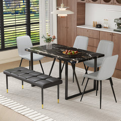 Table and chair set.Modern Black Marble Pattern MDF Dining Table Set -