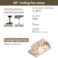 50 Inch Noiseless Ceiling Fan Light with Explosion-Proof Glass