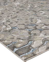 2' X 3' Blue Silver And Gray Geometric Stain Resistant Area Rug