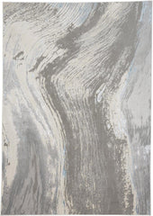 2' X 3' Gray and Ivory Abstract Power Loom Area Rug
