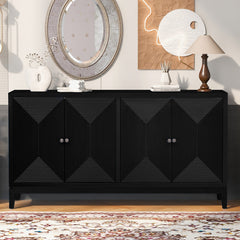Sleek Storage Cabinet Sideboard Buffet with Vertical Line