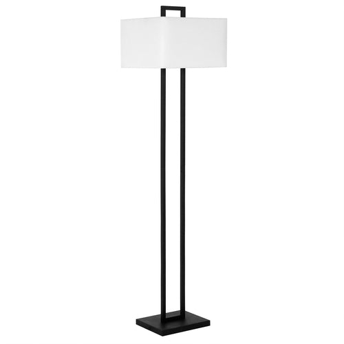 68" Black Traditional Shaped Floor Lamp With White Frosted Glass