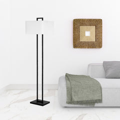 68" Black Traditional Shaped Floor Lamp With White Frosted Glass