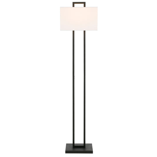 68" Black Traditional Shaped Floor Lamp With White Frosted Glass