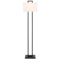 68" Black Traditional Shaped Floor Lamp With White Frosted Glass