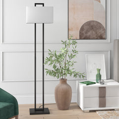 68" Black Traditional Shaped Floor Lamp With White Frosted Glass
