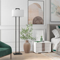 68" Black Traditional Shaped Floor Lamp With White Frosted Glass