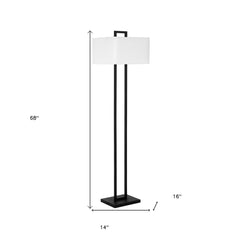 68" Black Traditional Shaped Floor Lamp With White Frosted Glass