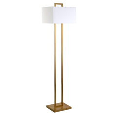 68" Brass Traditional Shaped Floor Lamp With White Frosted Glass