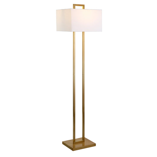 68" Brass Traditional Shaped Floor Lamp With White Frosted Glass