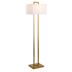 68" Brass Traditional Shaped Floor Lamp With White Frosted Glass