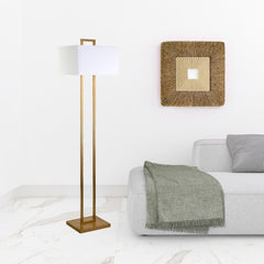 68" Brass Traditional Shaped Floor Lamp With White Frosted Glass