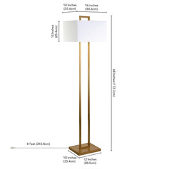 68" Brass Traditional Shaped Floor Lamp With White Frosted Glass