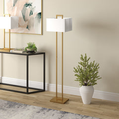 68" Brass Traditional Shaped Floor Lamp With White Frosted Glass
