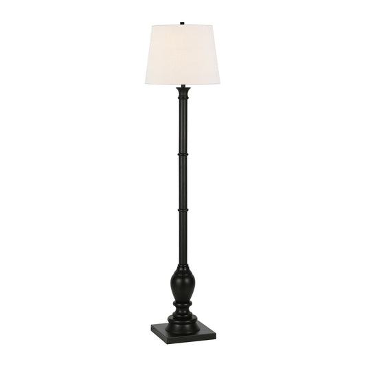 66" Black Traditional Shaped Floor Lamp With White Frosted Glass
