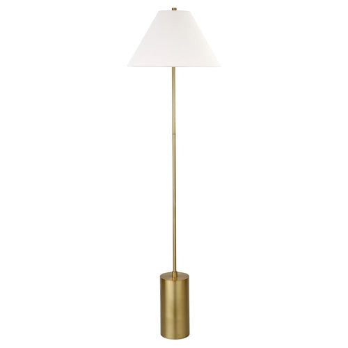 64" Brass Traditional Shaped Floor Lamp With White Frosted Glass