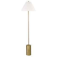 64" Brass Traditional Shaped Floor Lamp With White Frosted Glass