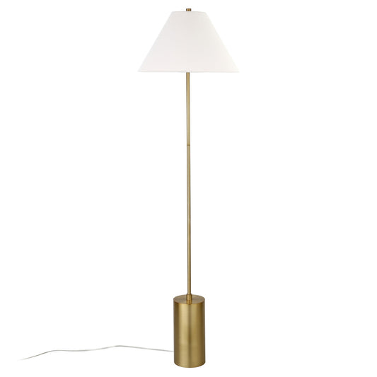 64" Brass Traditional Shaped Floor Lamp With White Frosted Glass