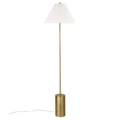 64" Brass Traditional Shaped Floor Lamp With White Frosted Glass