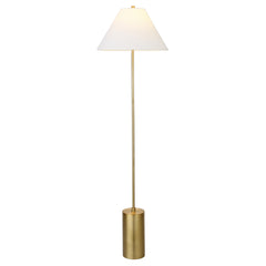 64" Brass Traditional Shaped Floor Lamp With White Frosted Glass