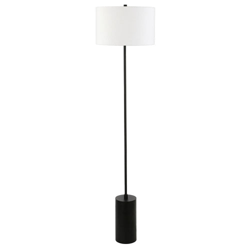 64" Black Traditional Shaped Floor Lamp With White Frosted Glass