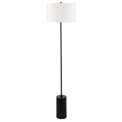 64" Black Traditional Shaped Floor Lamp With White Frosted Glass