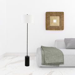 64" Black Traditional Shaped Floor Lamp With White Frosted Glass