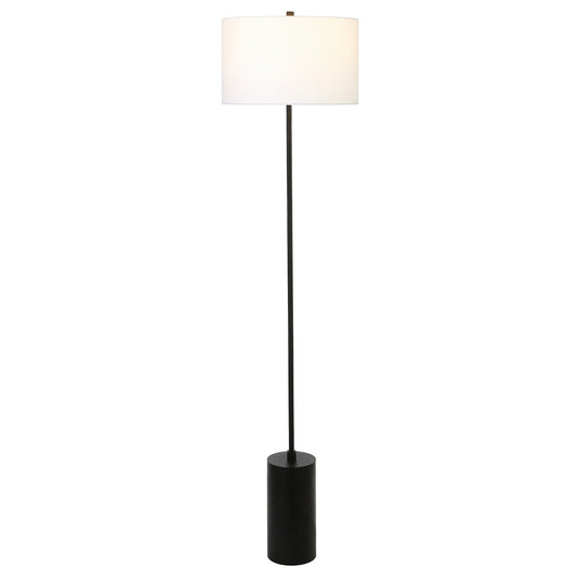 64" Black Traditional Shaped Floor Lamp With White Frosted Glass