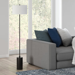 64" Black Traditional Shaped Floor Lamp With White Frosted Glass