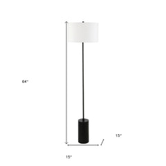 64" Black Traditional Shaped Floor Lamp With White Frosted Glass