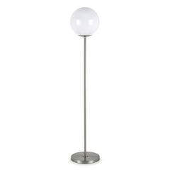 62" Silver Novelty Floor Lamp With White Plastic Globe Shade