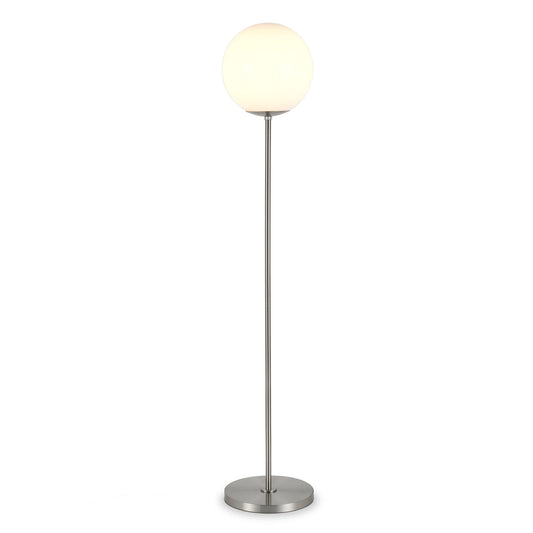 62" Silver Novelty Floor Lamp With White Plastic Globe Shade
