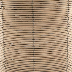 27" Natural Rattan Table Lamp With White Drum Shade