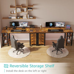 55 Inch Computer Desk with 4 Fabric Drawers & Storage Shelves, Writing