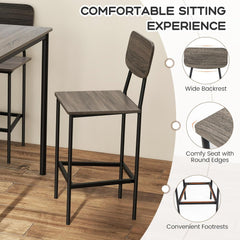 5-Piece Dining Table Set W/Counter Height Table & 4 Bar Stools, Modern