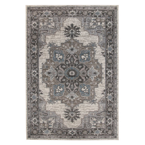 8' X 10' Ivory Taupe and Gray Medallion Power Loom Area Rug