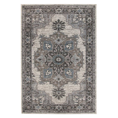 8' X 10' Ivory Taupe and Gray Medallion Power Loom Area Rug