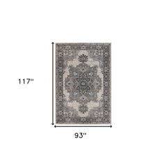8' X 10' Ivory Taupe and Gray Medallion Power Loom Area Rug