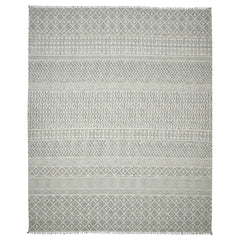 7' X 10' Gray Geometric Flatweave Handmade Distressed Area Rug With