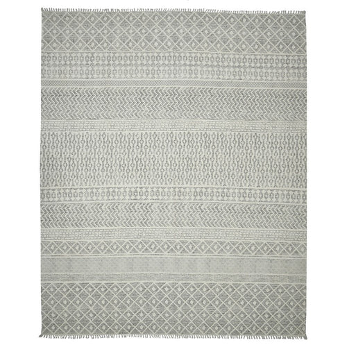 7' X 10' Gray Geometric Flatweave Handmade Distressed Area Rug With