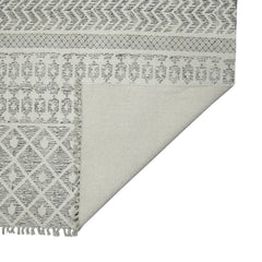 7' X 10' Gray Geometric Flatweave Handmade Distressed Area Rug With