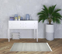7' X 10' Gray Geometric Flatweave Handmade Distressed Area Rug With